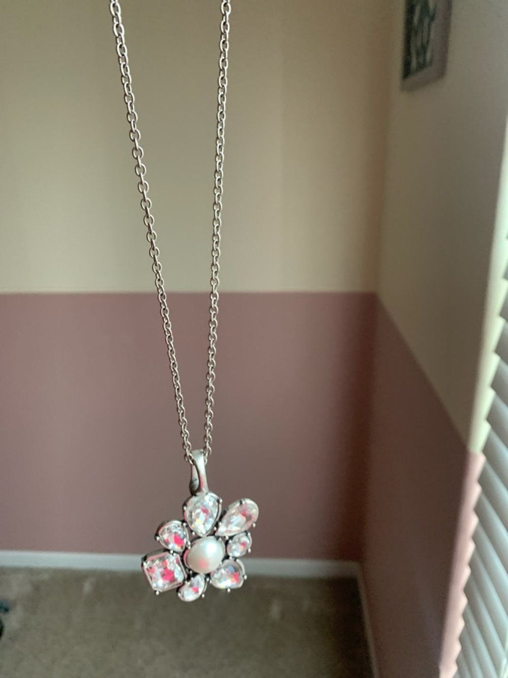 Silpada Silver Flower Pendant with Iridescent Stones